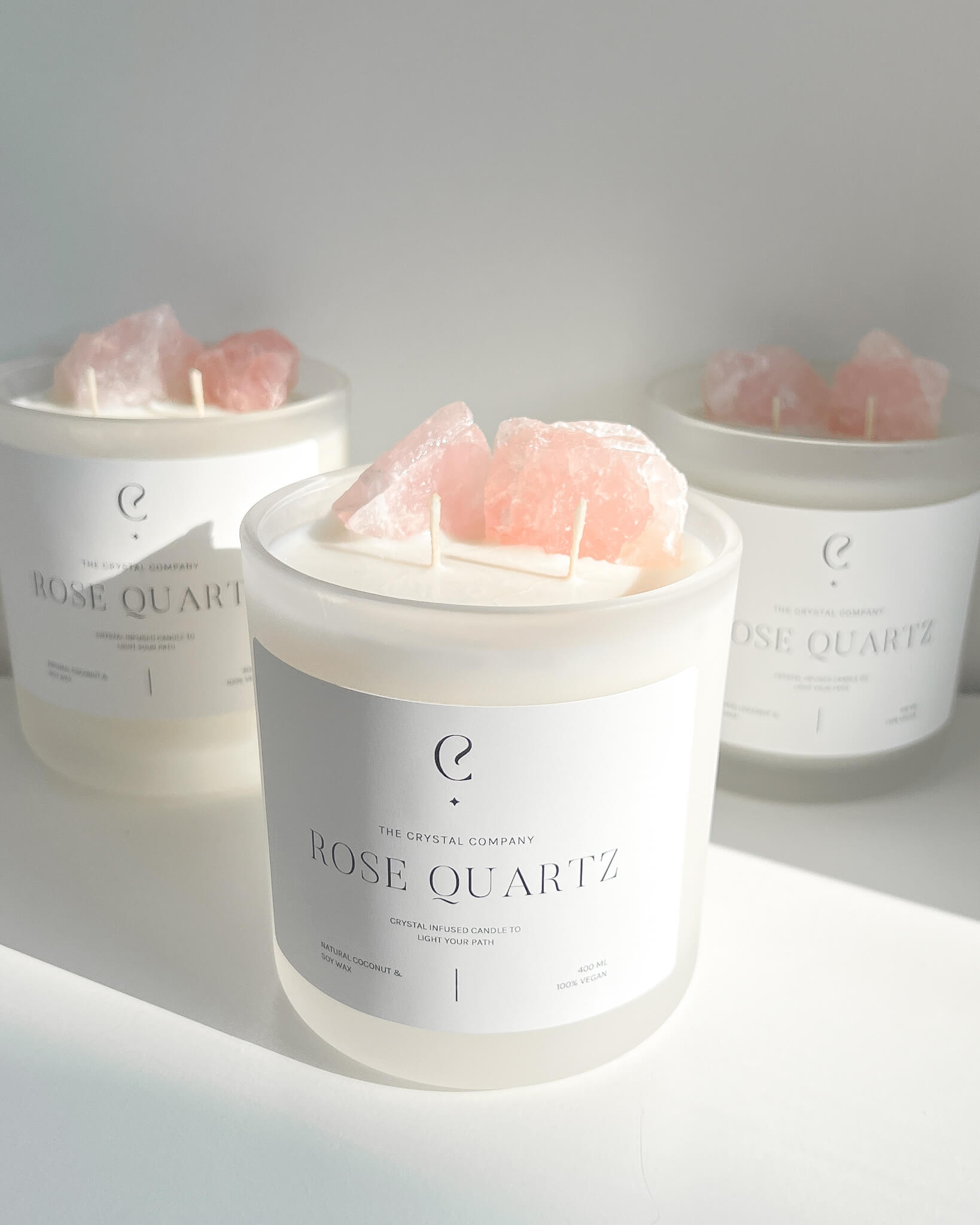 Rose Quartz Crystal Candle Healing Crystal