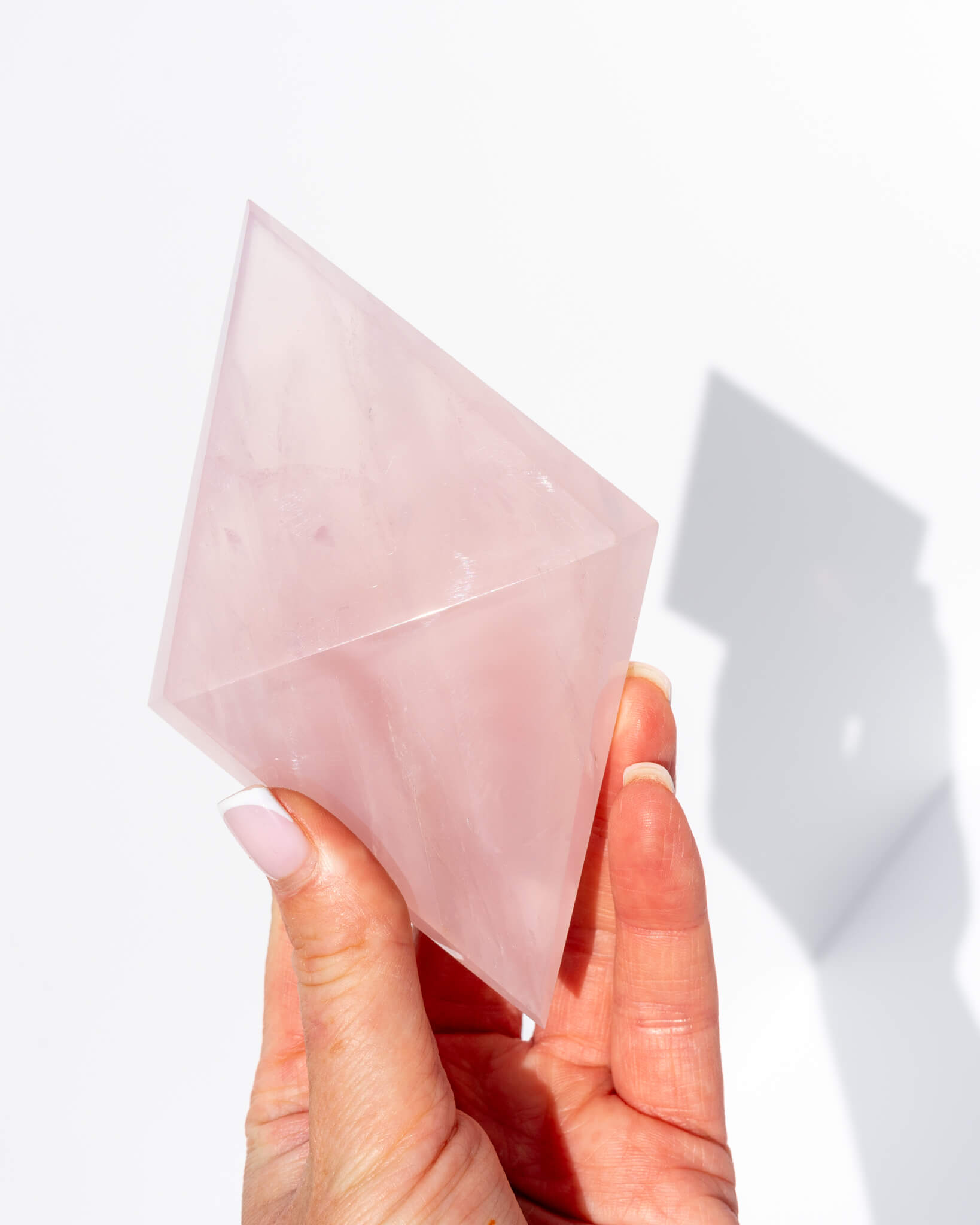 Rose Quartz Diamond on Silver Stand Healing Crystal