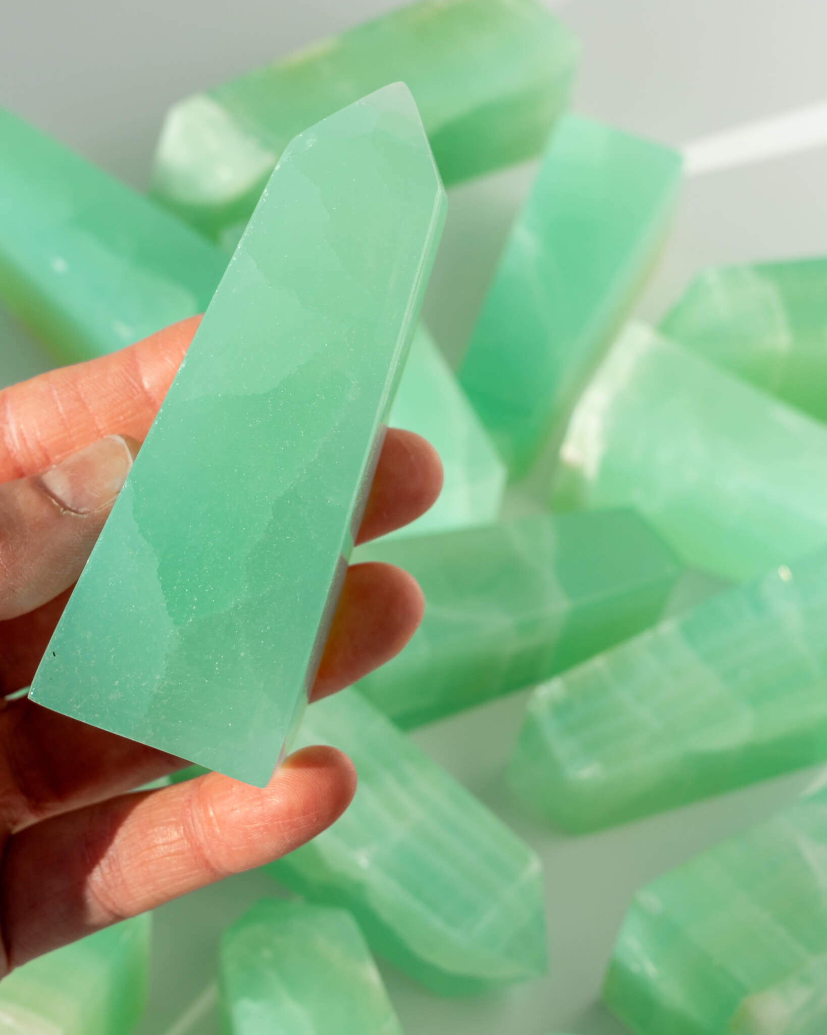 Pistachio Calcite Tower Healing Crystal