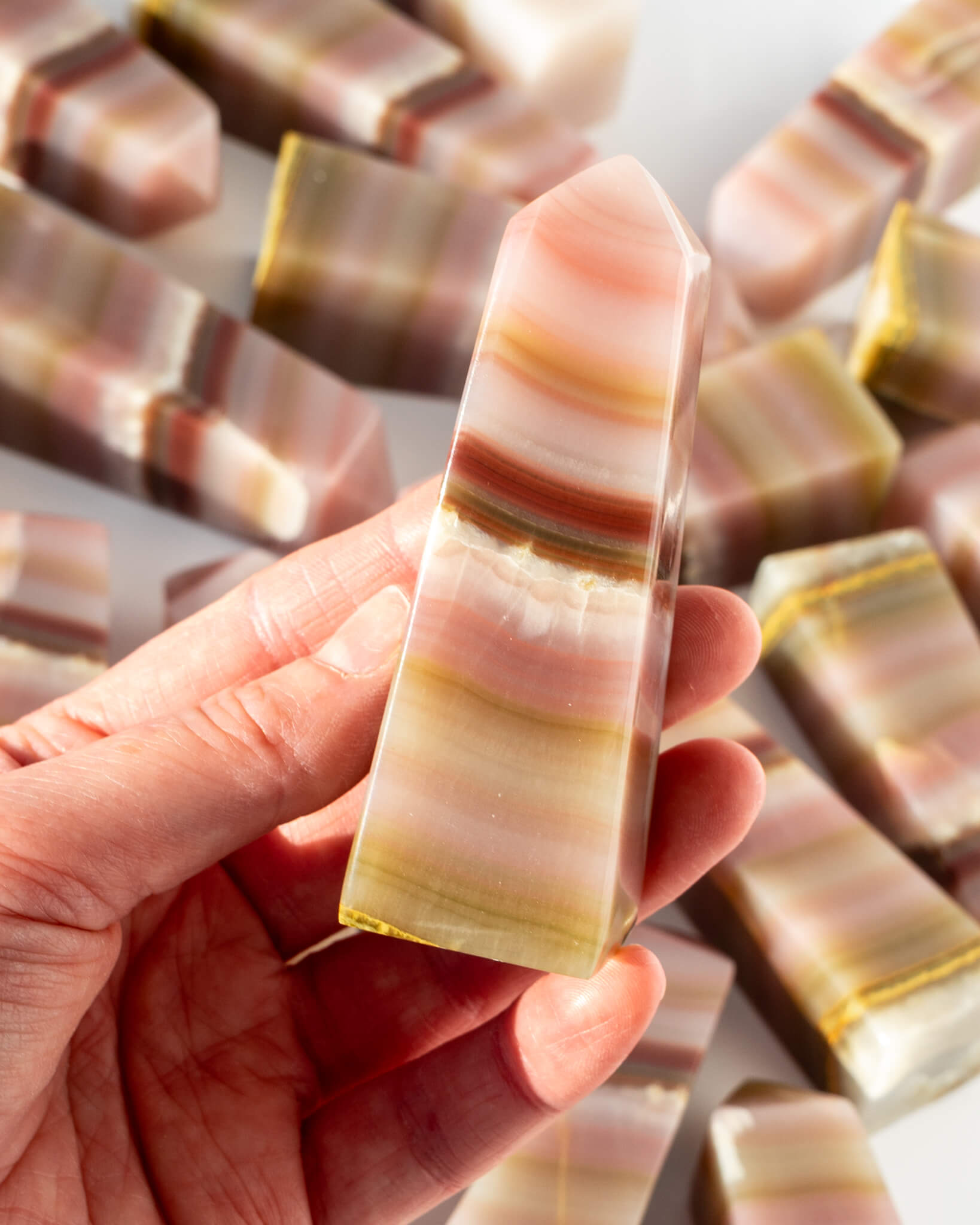 Pink Banded Calcite Tower Healing Crystal