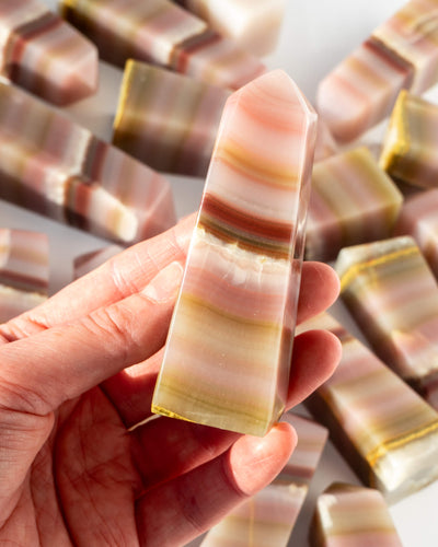 Pink Banded Calcite Tower Healing Crystal