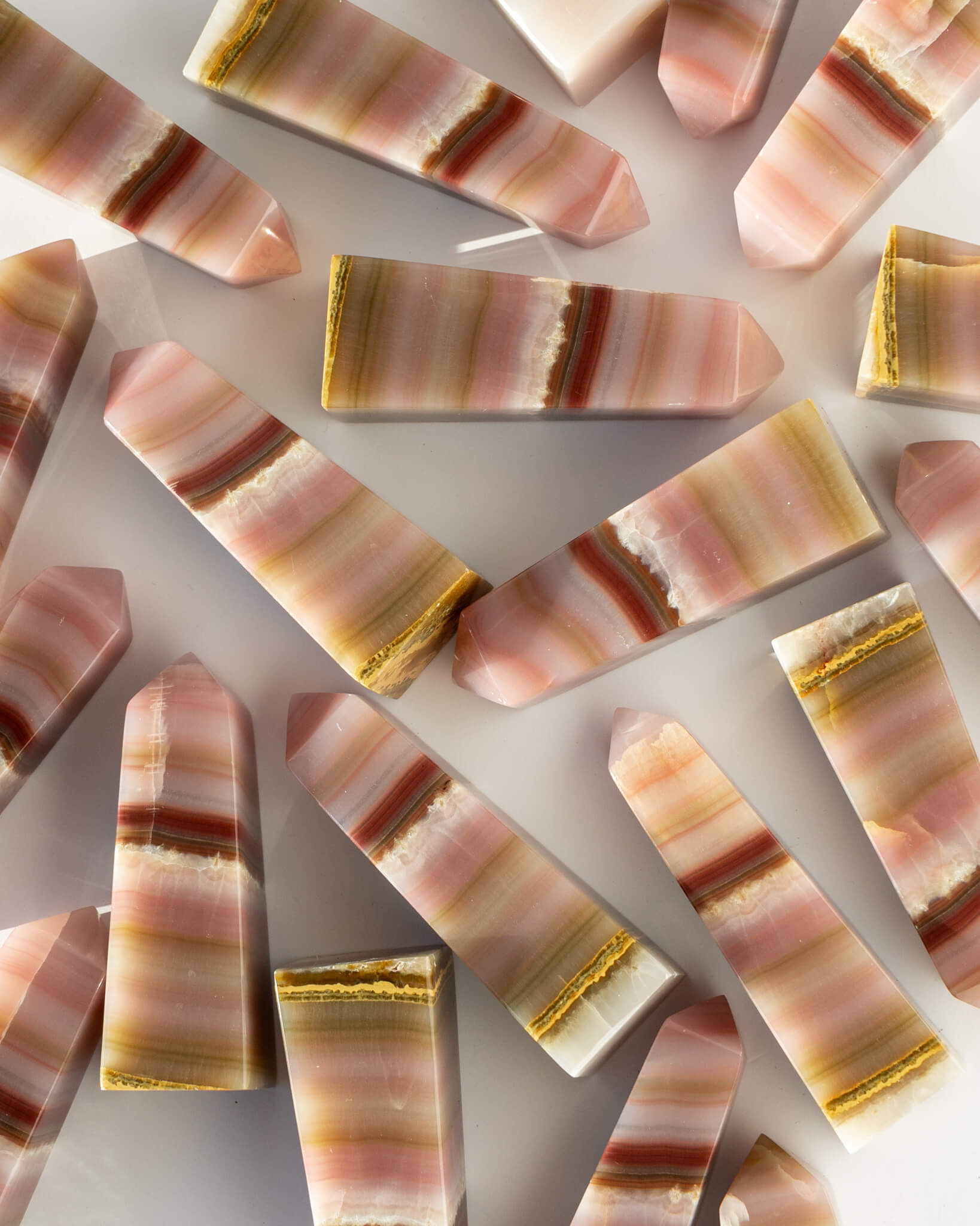 Pink Banded Calcite Tower Healing Crystal