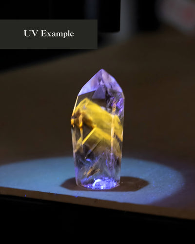UV Reactive Phantom Powellite Amethyst Crystal Tower - 51