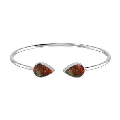 Ammolite Bangle 925 Sterling Silver Bracelet Healing Crystal