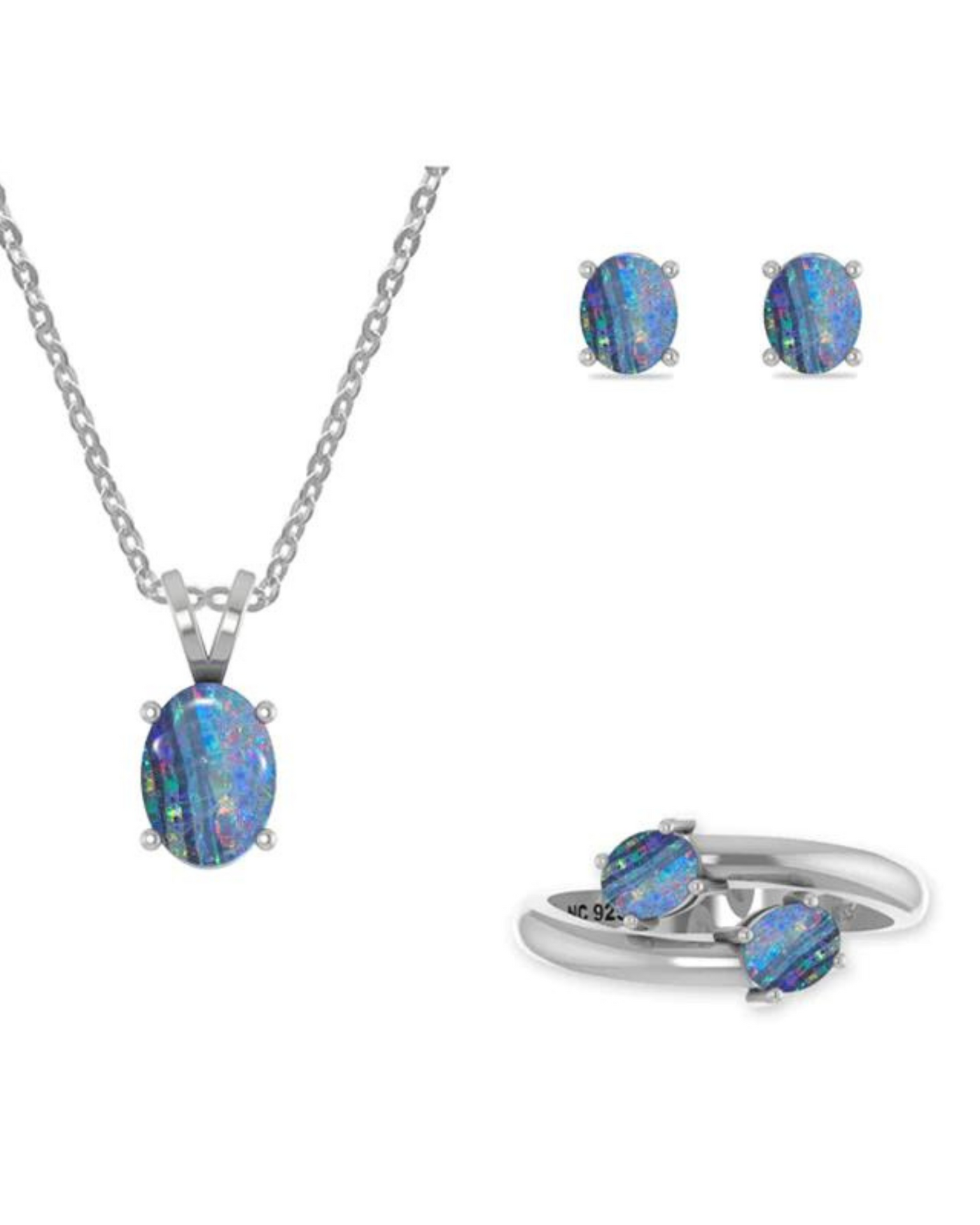 Australian Opal Jewellery Silver Set 925