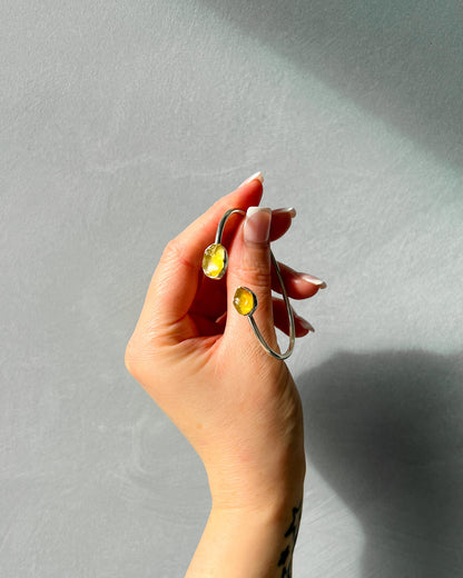 Libyan Desert Glass Raw Bangle 925 Sterling Silver Bracelet Healing Crystal