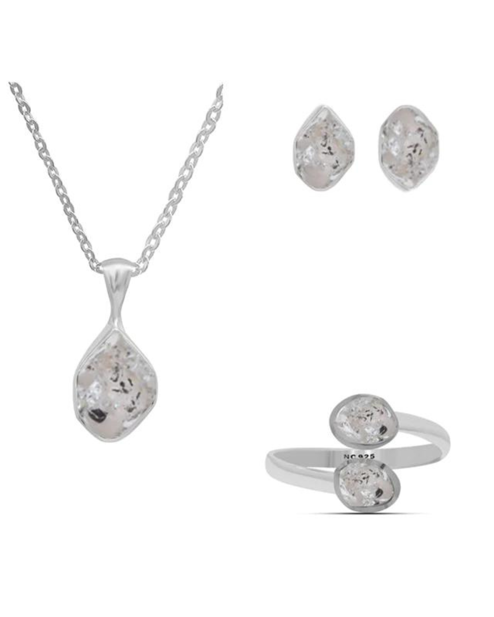 Herkimer Diamond Jewellery Silver Gift Set 925