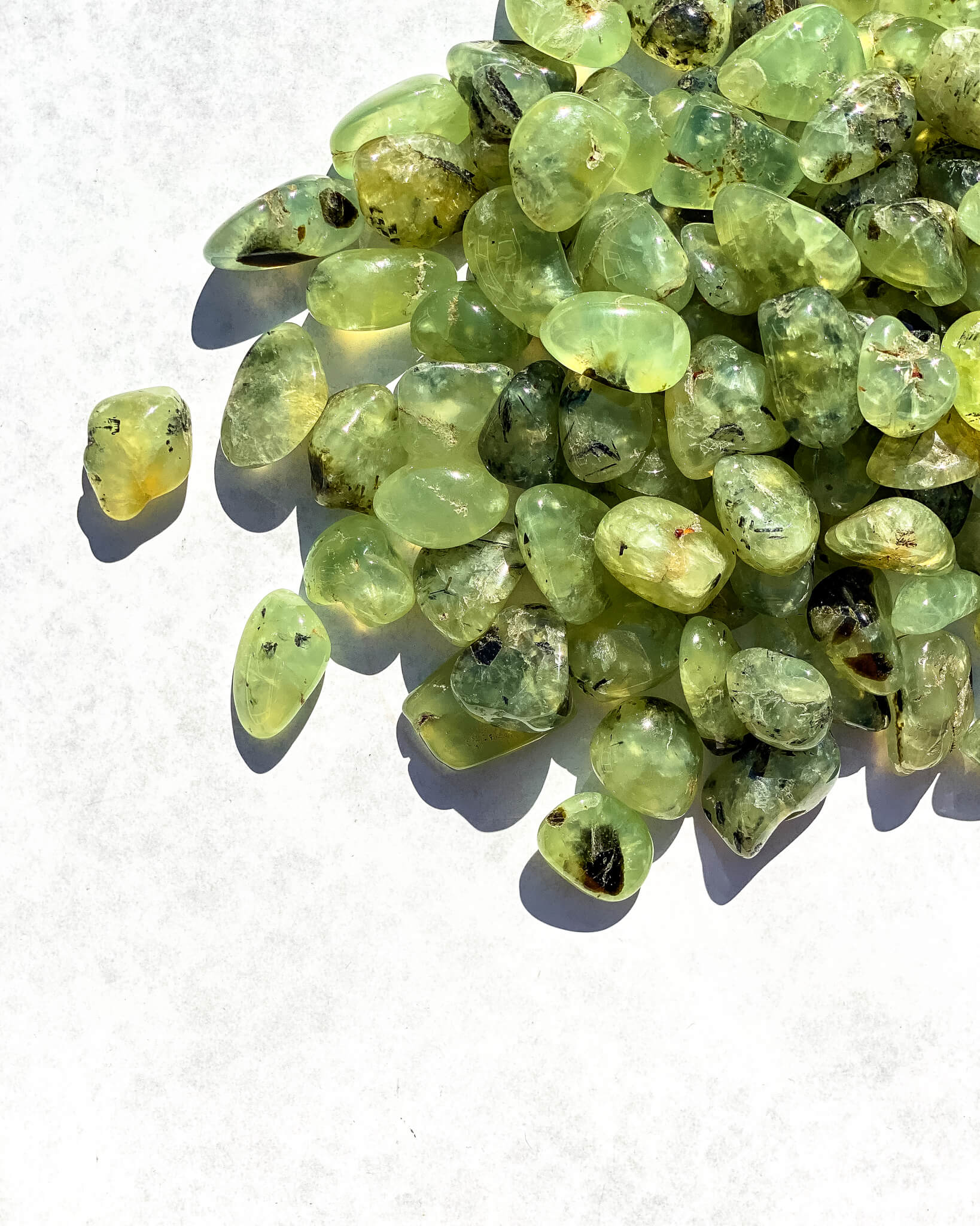 Prehnite with Epidote Tumble Stone Healing Crystal