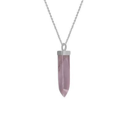 Rose Quartz Pendant 925 Sterling Silver Crystal Necklace Healing Crystal