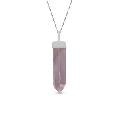 Rose Quartz Pendant 925 Sterling Silver Crystal Necklace Healing Crystal