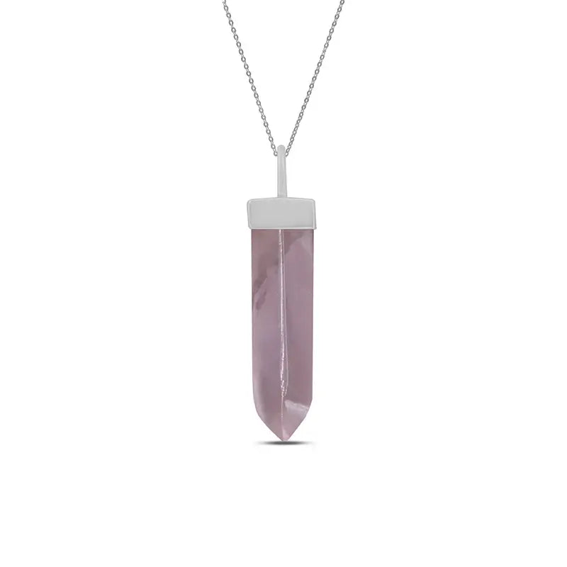 Rose Quartz Pendant 925 Sterling Silver Crystal Necklace Healing Crystal