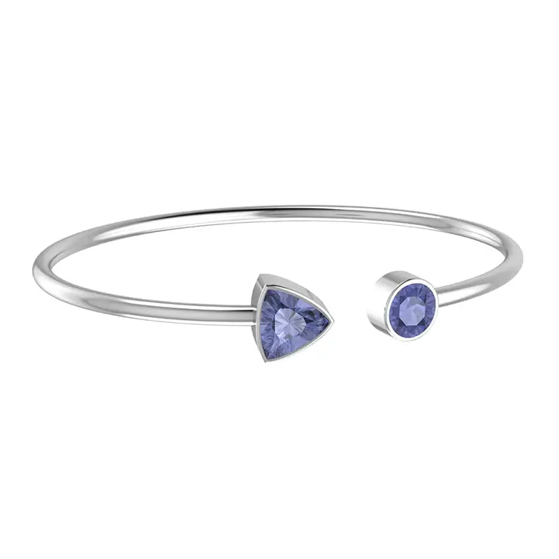 Tanzanite Faceted Bangle 925 Sterling Silver Bracelet Healing Crystal