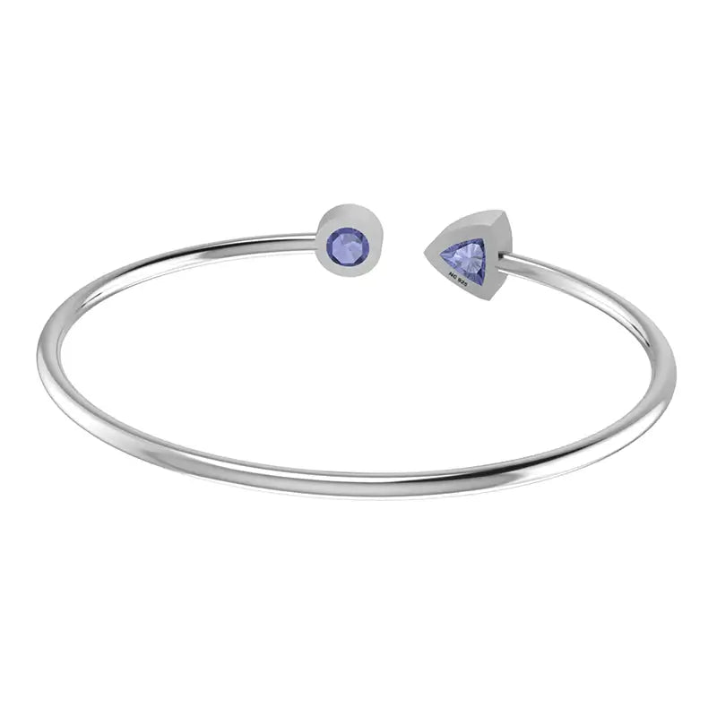 Tanzanite Faceted Bangle 925 Sterling Silver Bracelet Healing Crystal