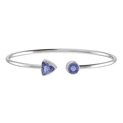Tanzanite Faceted Bangle 925 Sterling Silver Bracelet Healing Crystal