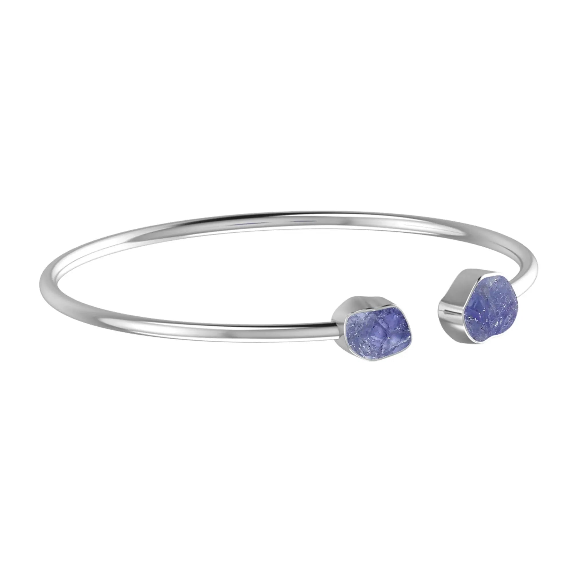 Tanzanite Raw Bangle 925 Sterling Silver Bracelet Healing Crystal