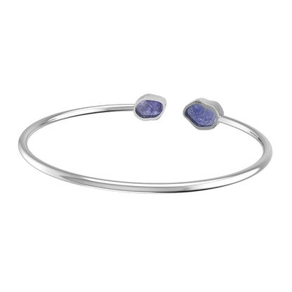 Tanzanite Raw Bangle 925 Sterling Silver Bracelet Healing Crystal