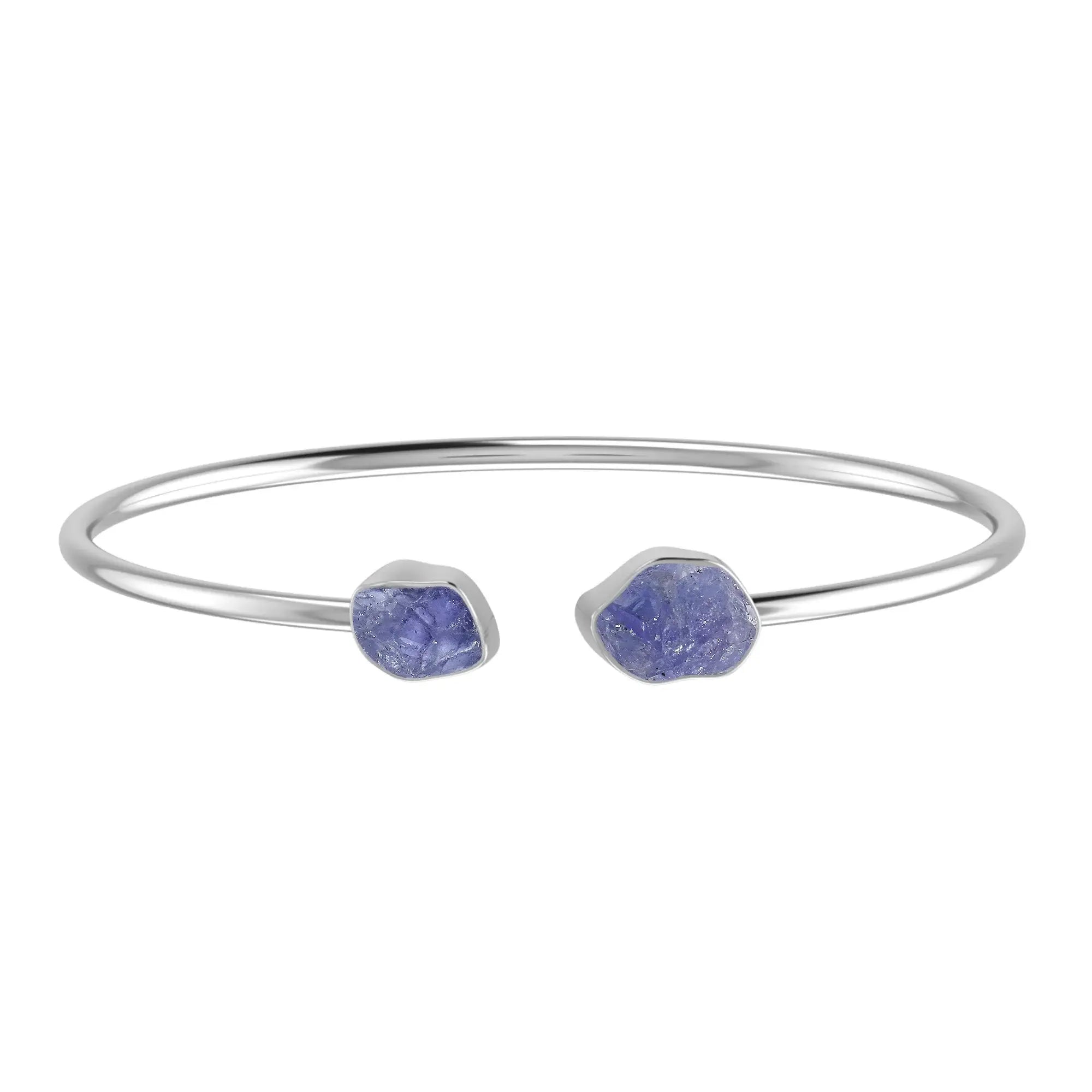 Tanzanite Raw Bangle 925 Sterling Silver Bracelet Healing Crystal
