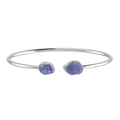 Tanzanite Raw Bangle 925 Sterling Silver Bracelet Healing Crystal