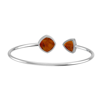 Amber Bangle 925 Sterling Silver Bracelet Healing Crystal