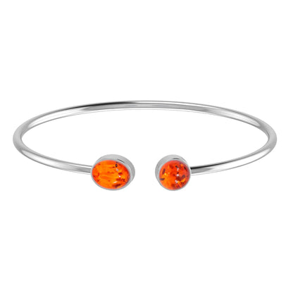 Amber Bangle 925 Sterling Silver Bracelet Healing Crystal