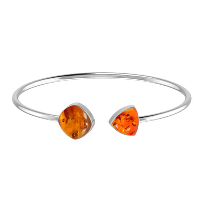 Amber Bangle 925 Sterling Silver Bracelet Healing Crystal