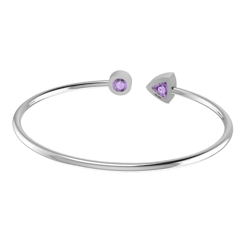 Amethyst Faceted Bangle Sterling Silver Bracelet Healing Crystal