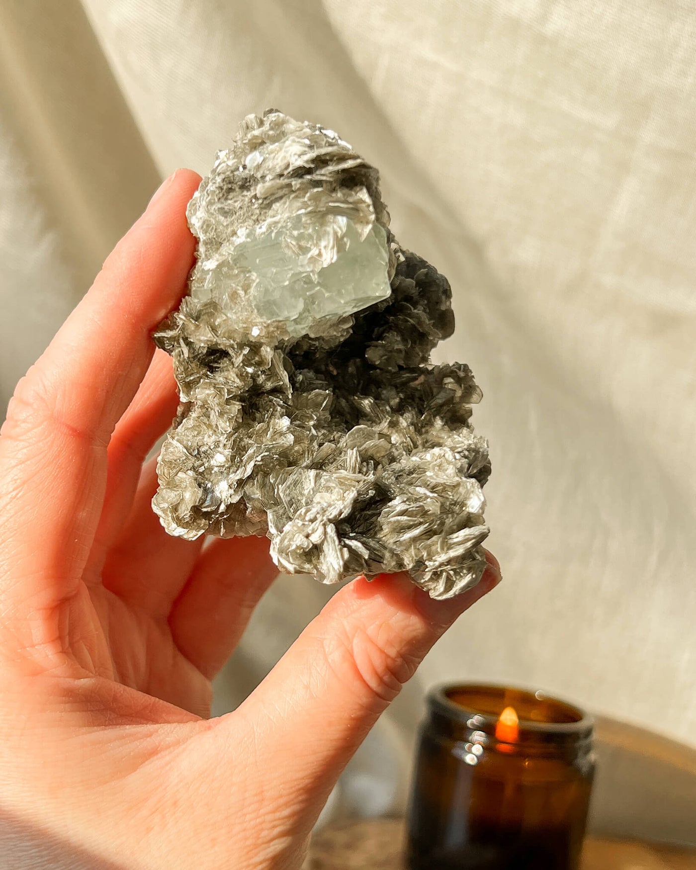 Aquamarine & Golden Mica Specimen - 76