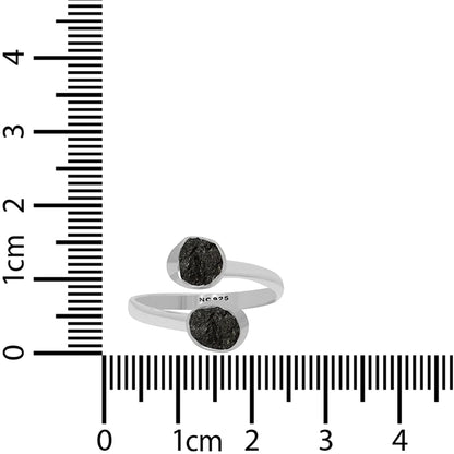 Black Tourmaline Raw 925 Sterling Silver Ring Healing Crystal