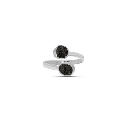 Black Tourmaline Raw 925 Sterling Silver Ring Healing Crystal