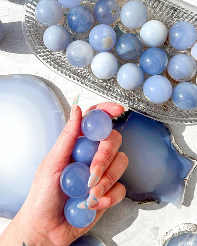 Blue Chalcedony Spheres