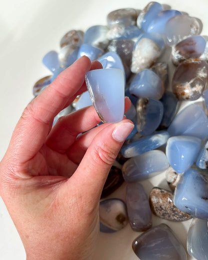 Blue Chalcedony Tumble Stone Healing Crystal