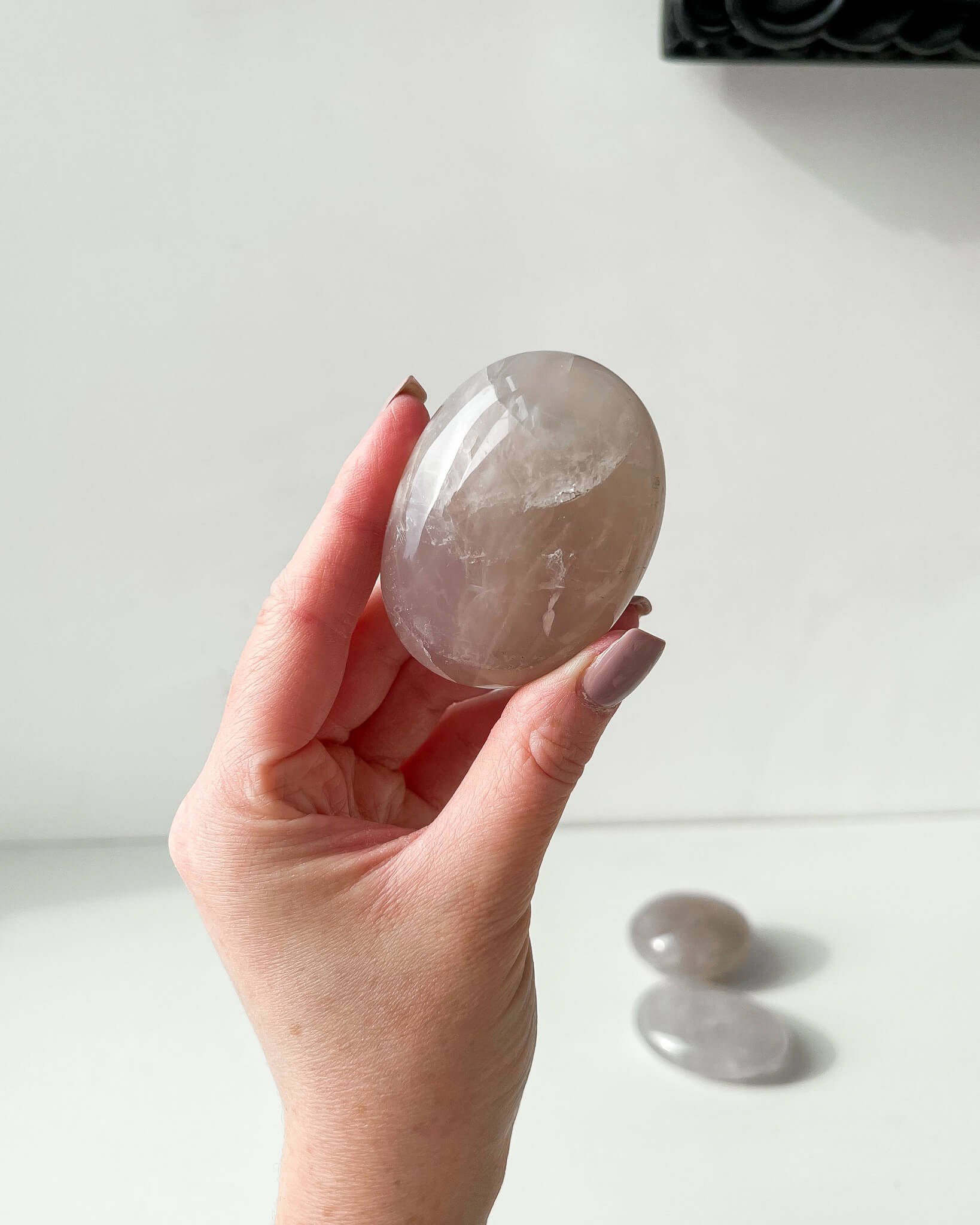 Blue Rose Quartz Palm Stones Healing Crystal