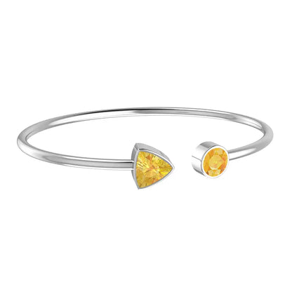 Citrine Faceted Bangle 925 Sterling Silver Bracelet Healing Crystal
