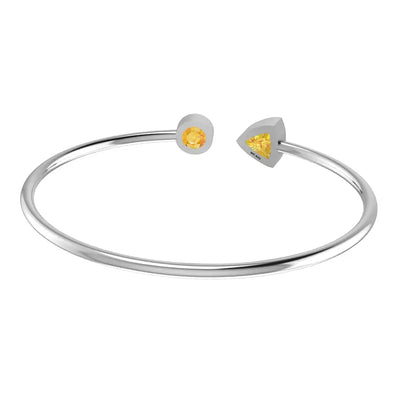 Citrine Faceted Bangle 925 Sterling Silver Bracelet