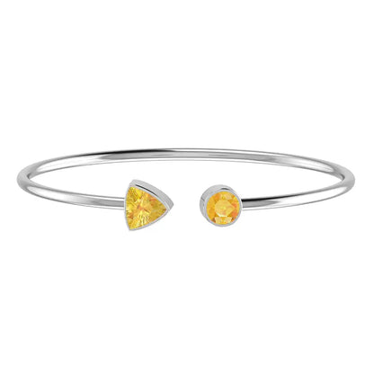 Citrine Faceted Bangle 925 Sterling Silver Bracelet Healing Crystal