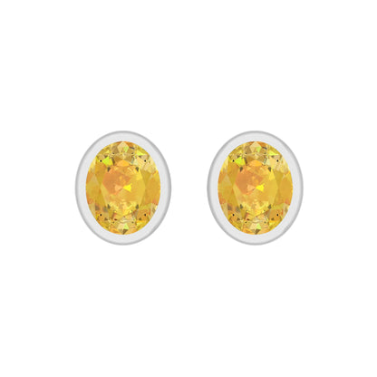 Citrine Faceted Stud Earrings 925 Sterling Silver Healing Crystal