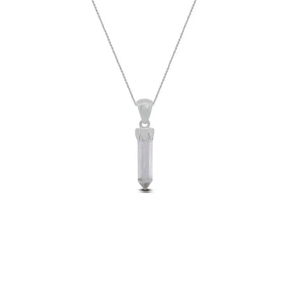 Clear Quartz Point Pendant 925 Serling Silver Crystal Necklace Healing Crystal