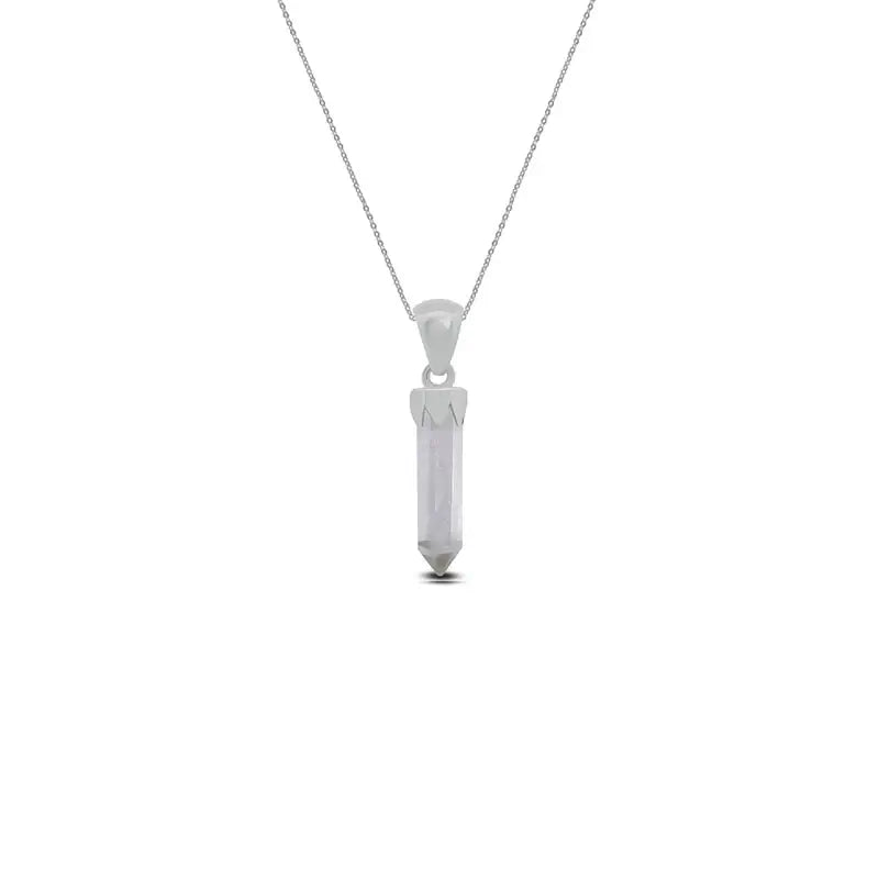 Clear Quartz Point Pendant 925 Serling Silver Crystal Necklace Healing Crystal