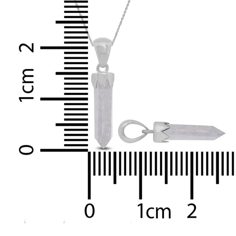 Clear Quartz Point Pendant 925 Serling Silver Crystal Necklace Healing Crystal