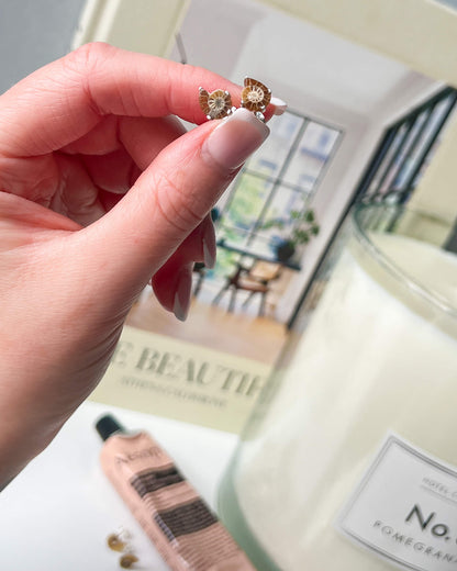 Ammonite Stud Earrings 925 Sterling Silver Healing Crystal