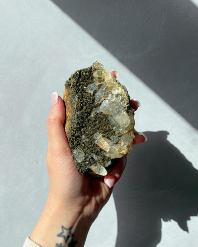 Epidote With Quartz Cluster - 70