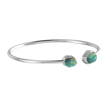 Ethiopian Opal Raw Bangle 925 Sterling Silver Bracelet Healing Crystal