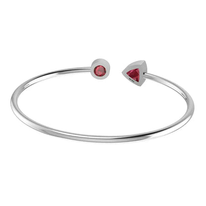Garnet Faceted Bangle 925 Sterling Silver Bracelet Healing Crystal