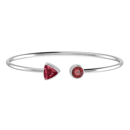 Garnet Faceted Bangle 925 Sterling Silver Bracelet Healing Crystal