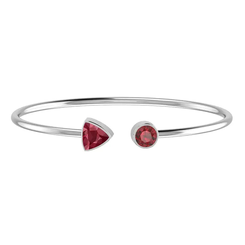 Garnet Faceted Bangle 925 Sterling Silver Bracelet Healing Crystal