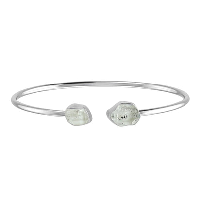 Herkimer Diamond Raw Bangle 925 Sterling Silver Bracelet Healing Crystal