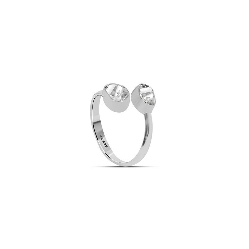 Herkimer Diamond Raw 925 Sterling Silver Ring