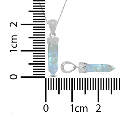 Labradorite Point Pendant 925 Sterling Silver Crystal Necklace Healing Crystal