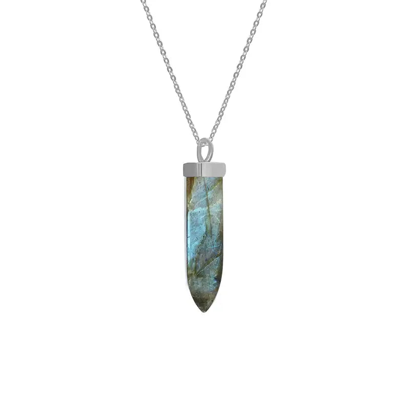 Labradorite Crystal Necklace - 925 Sterling Silver