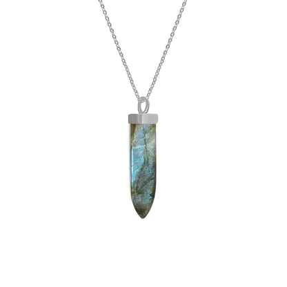 Labradorite Pendant 925 Sterling Silver Crystal Necklace Healing Crystal
